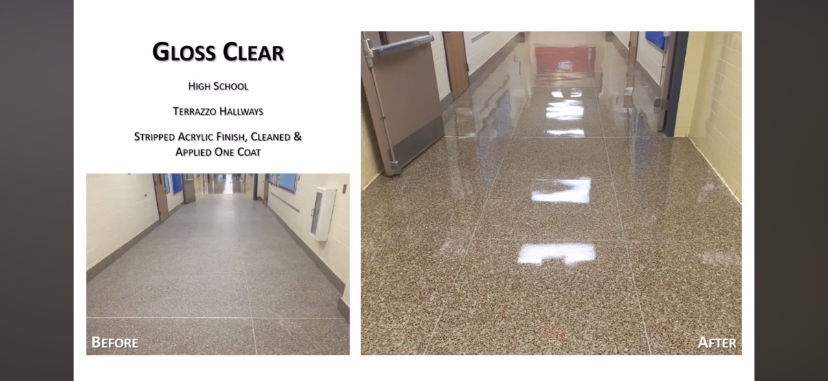 High School Terrazzo Hallway Before After